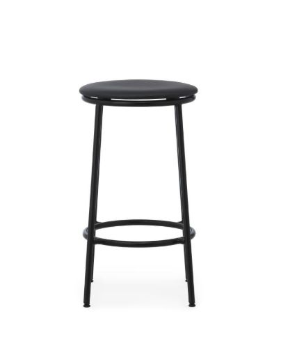 Normann Copenhagen Circa Barhocker gepolstert H: 65 cm – Ultra Leder Schwarz 41599