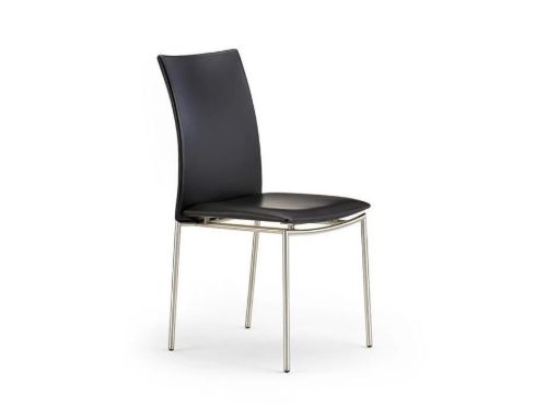 Skovby SM58 Spisebordsstol H: 92 cm - Børstet Stål/Sort CC Læder