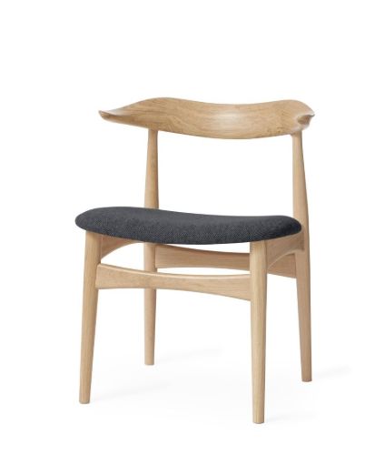 Warmer nordischer Esszimmerstuhl aus Kuhhorn, SH: 46 cm – Eiche/Anthrazit