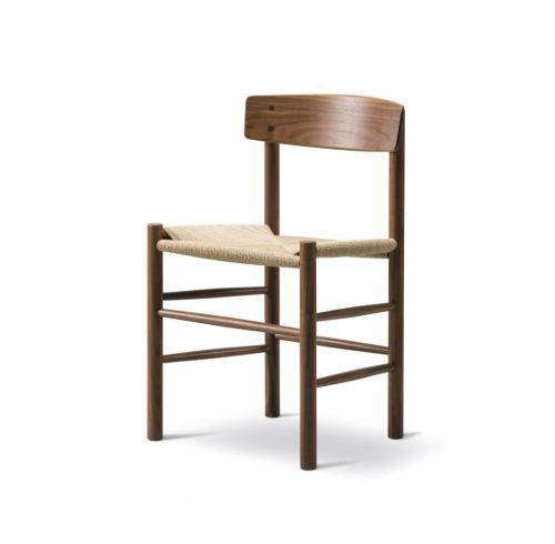 Fredericia Furniture 3239 J39 Mogensen Esszimmerstuhl SH: 46,5 cm – geöltes Walnussholz/natürliches Korbgeflecht