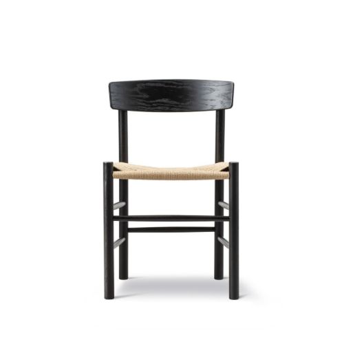 Fredericia Furniture 3239 J39 Mogensen Spisebordsstol SH: 46,5 cm - Sortlakeret Eg/Natur Flet