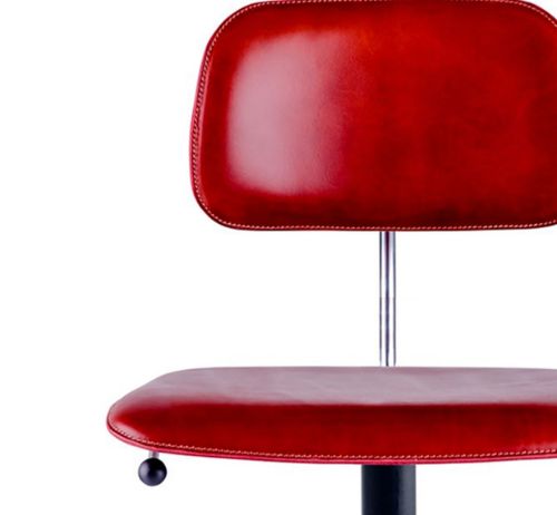 Montana Kevi 2534U Vollgepolsterter Bürostuhl, SH: 40–53 cm – Bordeaux Ultra-Leder/Alu-Räder