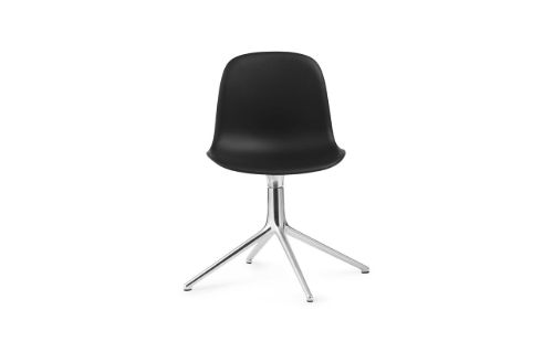 Normann Copenhagen Form Drejestol SH: 44cm - Sort Læder/Aluminium