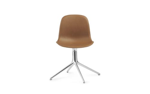 Normann Copenhagen Form Drejestol SH: 44cm - Brandy Læder/Aluminium
