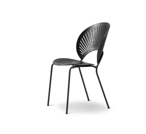 Fredericia Furniture 3398 Trinidad Stuhl SH: 45,5 cm – Esche schwarz/Chrom schwarz