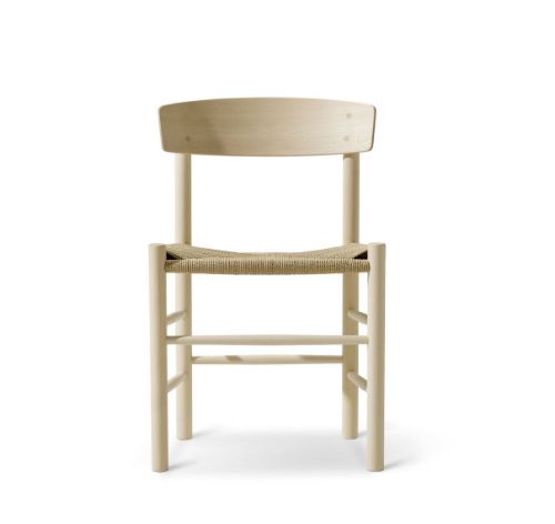 Fredericia Furniture 3239 J39 Mogensen Spisebordsstol SH: 46,5 cm - Sæbebehandlet Bøg/Natur Flet