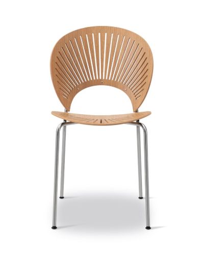 Fredericia Furniture 3398 Trinidad Stol SH: 45,5 cm - Olieret Eg/Børstet Rustfri Stål