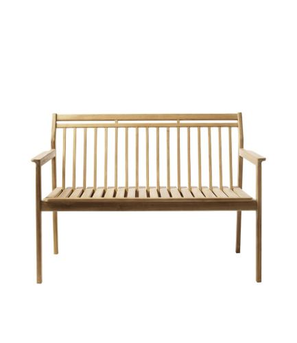 FDB Møbler M12 Sammen 2 pers. Havebænk med ryglæn L120 cm - Massiv Teak/Natur 