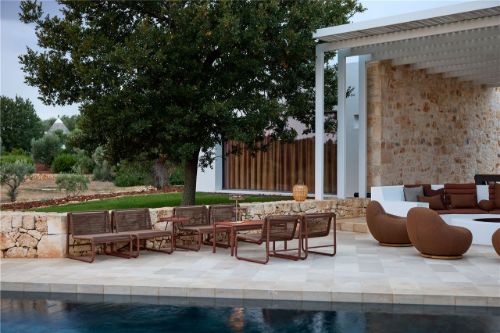 Cane-line Outdoor Bliss Couchtisch + Bank - Aluminium/Wüstenrot