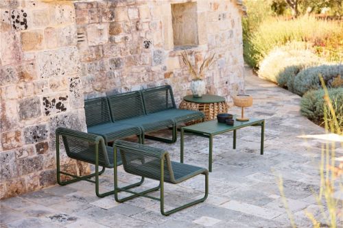 Cane-line Outdoor Bliss Couchtisch + Bank - Aluminium/Dunkelgrün