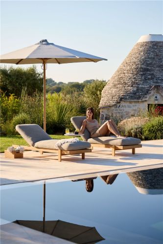 Cane-line Outdoor Vista Sonnenliege m. Polster - Teak/Hellbraun