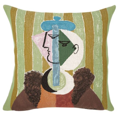 Poulin Design Picasso Pude 45x45 cm - Femme Au Béret Et Col En Fourrure (1937)