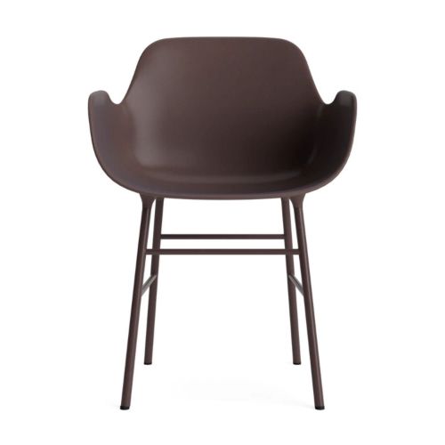 Normann Copenhagen Form Spisebordsstol m. Armlæn - Pulverlakeret Stål/Brun
