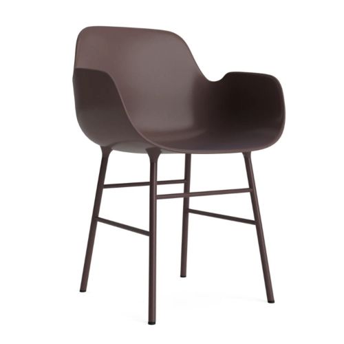Normann Copenhagen Form Esszimmerstuhl m. Armlehnen - Pulverbeschichteter Stahl/Braun