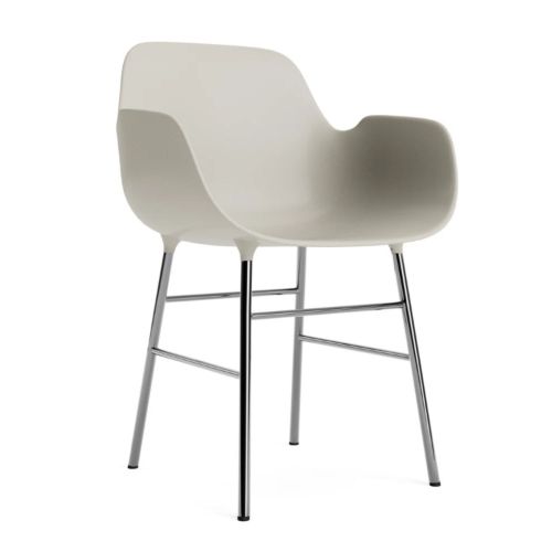 Normann Copenhagen Form Esszimmerstuhl m. Armlehnen - Chrome/Light Grey