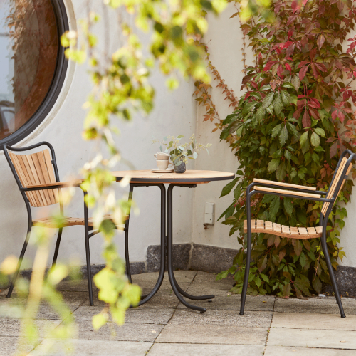 Mandalay Marguerit Café-Tisch Ø: 70 cm - Teak/Anthrazit