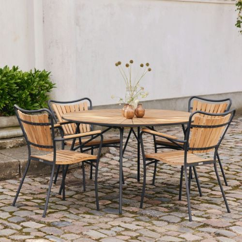Mandalay Marguerit Gartentisch Ø: 120 cm - Teak/Anthrazit