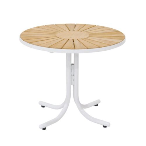 Mandalay Marguerit Loungebord Ø: 50 cm - Teak/Hvid