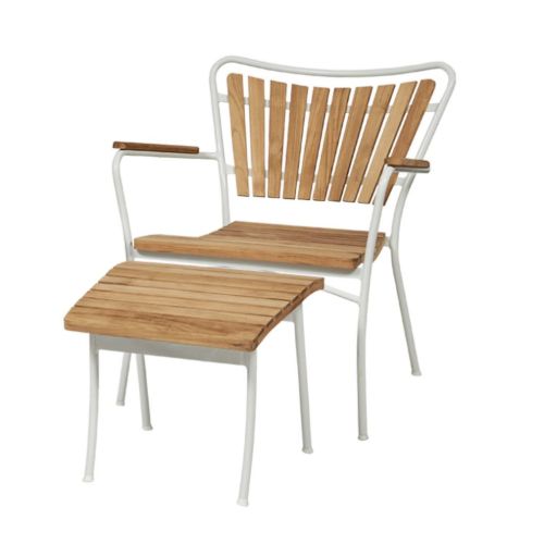 Mandalay Marguerit Loungesæt Loungestol og Fodskammel - Teak/Hvid