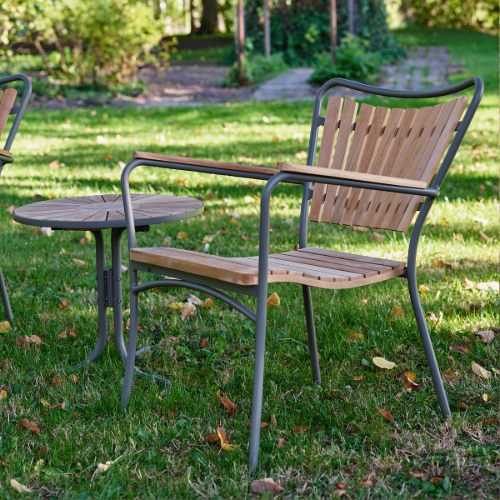 Mandalay Marguerit Loungeset Loungesessel und Fußhocker - Teak/Anthrazit