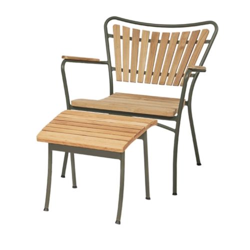 Mandalay Marguerit Loungesæt Loungestol og Fodskammel - Teak/Olivengrøn