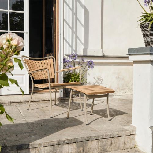 Mandalay Marguerit Loungeset Loungesessel und Fußhocker - Teak/Taupe