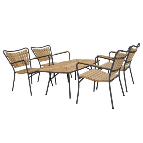 Mandalay Marguerit Loungebord L: 130 cm Inkl. 4 Loungestole Havemøbelsæt - Teak/Antracit