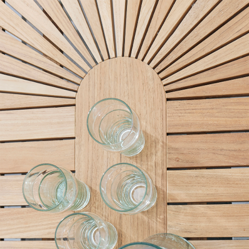 Mandalay Marguerit Loungetisch L: 130 cm inkl. 4 Lounge-Sesseln Gartenmöbel-Set - Teak/Olivgrün