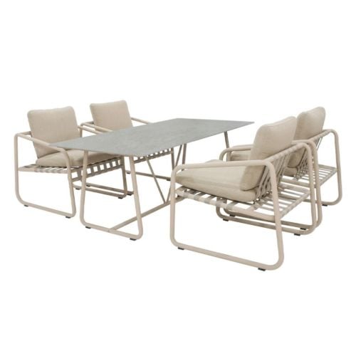 Mandalay Lucca Low Spisebordssæt - Aluminium/Taupe