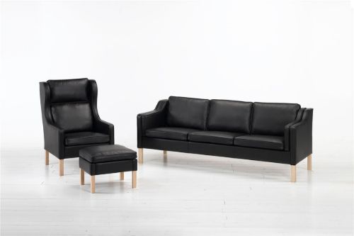 Mogens Hansen MH195 Hochstuhl SH: 42 cm – Premium-Leder / Schwarz