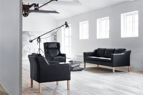 Mogens Hansen MH195 2,5-Personen-Sofa L: 179 cm – Premium-Leder / Schwarz