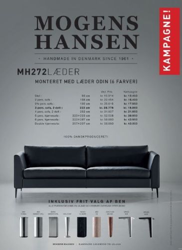 Mogens Hansen MH 272 3-Personen-Sofa L: 222 cm – Odin-Leder / Schwarz