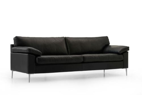 Mogens Hansen MH2163 2-Personen-Sofa L: 160 cm – Schwarzes Premium-Leder / Edelstahl