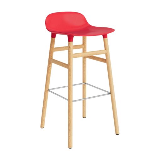Normann Copenhagen Form Barhocker 75 cm - Eiche/Bright Red