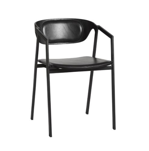 Woud S.A.C Dining Chair SH: 45 cm - Black Leather Seat OUTLET