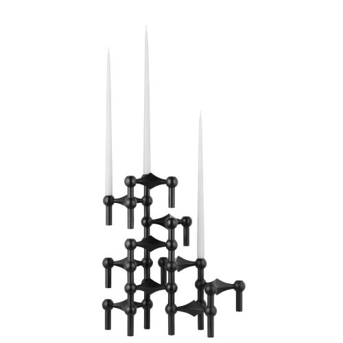 STOFF Nagel Kerzenhalter 3er-Set H: 6,5 cm - Schwarz