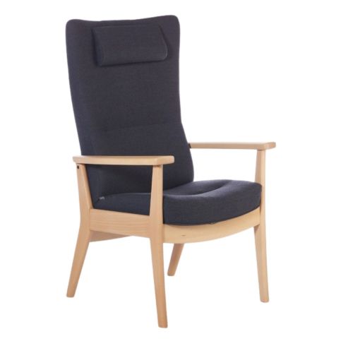 Farstrup Plus 5910 Sessel SH: 47 cm. - Buche/Capture 5201 DarkBlue/Grey