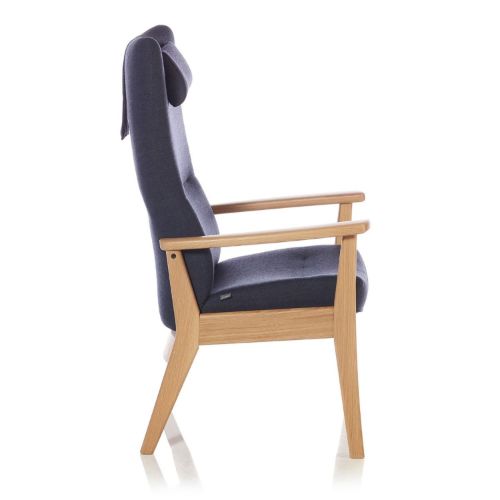 Farstrup Plus 5910 Sessel SH: 47 cm. - Eiche/Capture 5201 DarkBlue/Grey