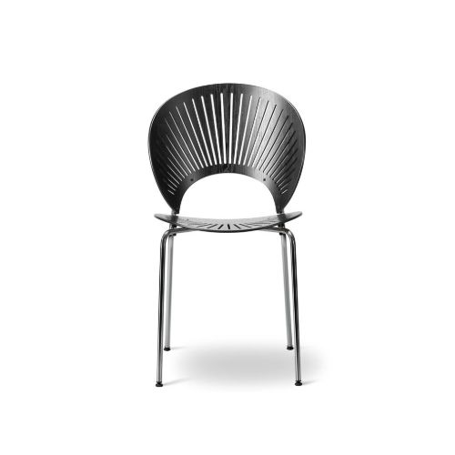 Fredericia Furniture 3398 Trinidad Stol SH: 45,5 cm - Sort Ask/Krom