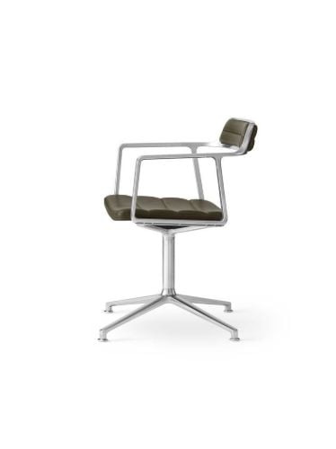 Vipp 452 Drehstuhl Gliders – Aluminium / Lederbezug Bosco Green