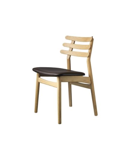 FDB Furniture J48 Stuhl Poul M. Volther H: 79,3 cm - Lackierte Eiche/Leder Mocca