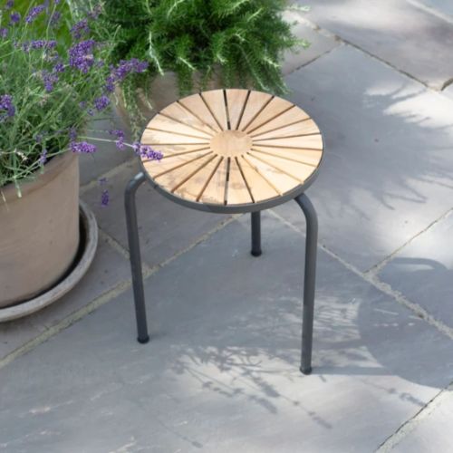 Mandalay Marguerit Hocker Ø: 32 cm - Teak/Anthrazit