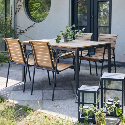 Mandalay Toscana Gartentisch L: 132 cm und 4 Bellevue Gartenstühle - Anthrazit