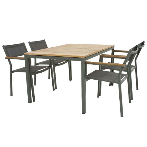 Mandalay Toscana Havebord L: 132 cm og 4 Elba Havestole - Olivengrøn 
