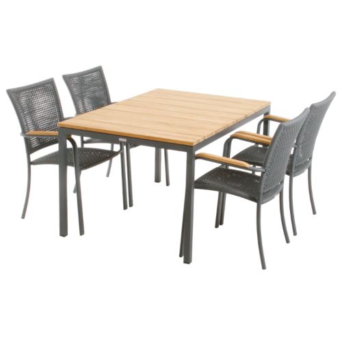 Mandalay Toscana Havebord L: 132 cm og 4 Ravello Havestole - Antracit 