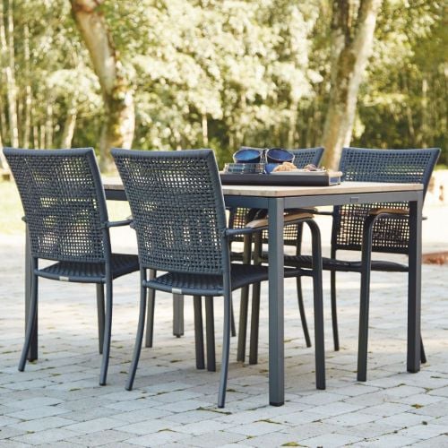 Mandalay Toscana Gartentisch L: 132 cm und 4 Ravello Gartenstühle - Anthrazit