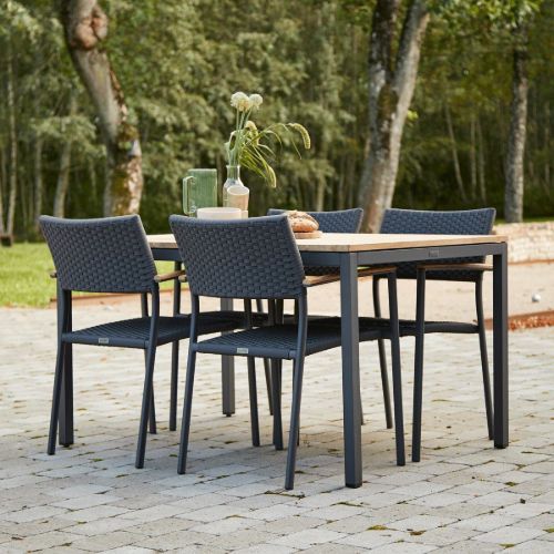 Mandalay Toscana Gartentisch L: 132 cm und 4 Siena Gartenstühle - Anthrazit