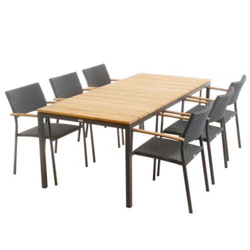 Mandalay Toscana Havebord L: 197 cm og 6 Siena Havestole - Antracit 