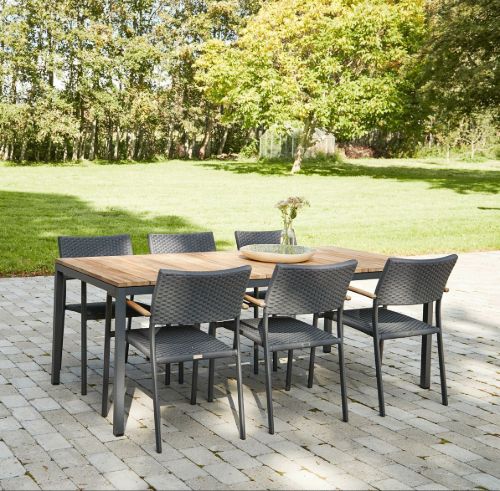 Mandalay Toscana Gartentisch L: 197 cm und 6 Siena Gartenstühle - Anthrazit